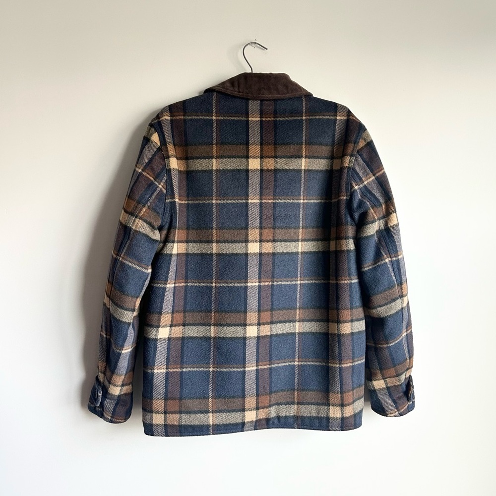 Banana Republic Factory Corduroy Collar Plaid Jacket Mens S Navy Brown - Picture 5 of 5